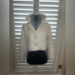 NWT Knit works Girls faux fur cropped jacket